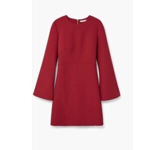 Mango Mini Dress Women's 6 Red Flared Long Sleeve Round Neck